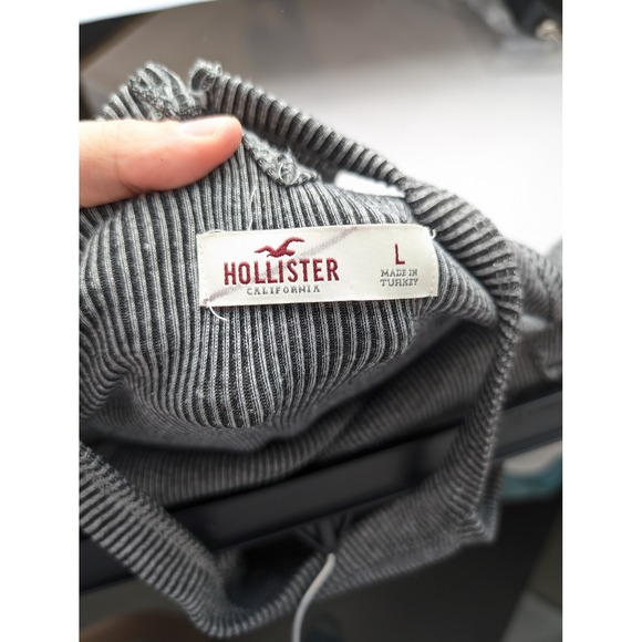 Y2K Hollister Ribbed Halter Dress Womens L Gray Halter‎ Bodycon Flare Balletcore - Picture 3 of 8